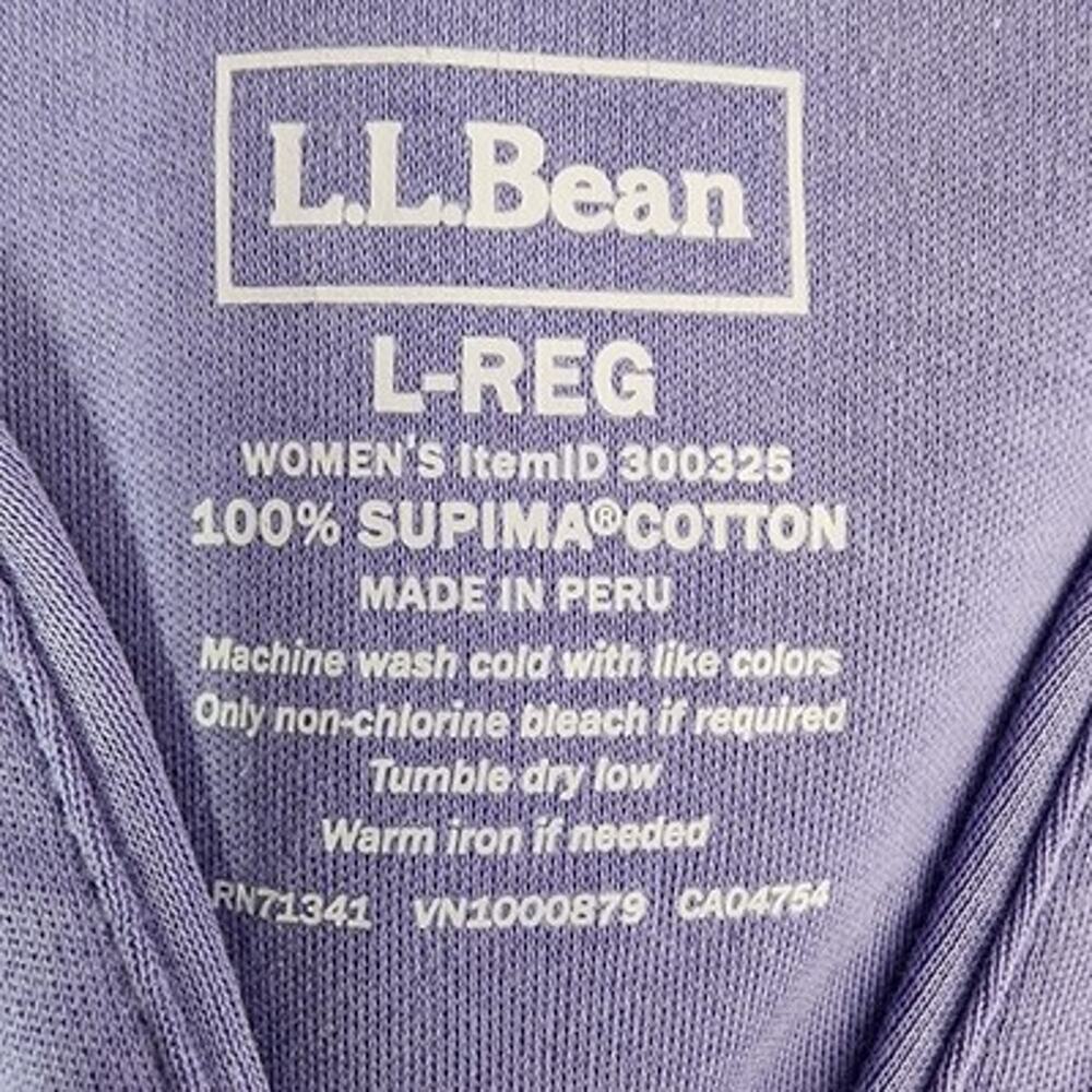 LL Bean Womens Pima Cotton Tunic 3/4 Sleeve Splitneck Purple Large 300325 Casual - Picture 8 of 10